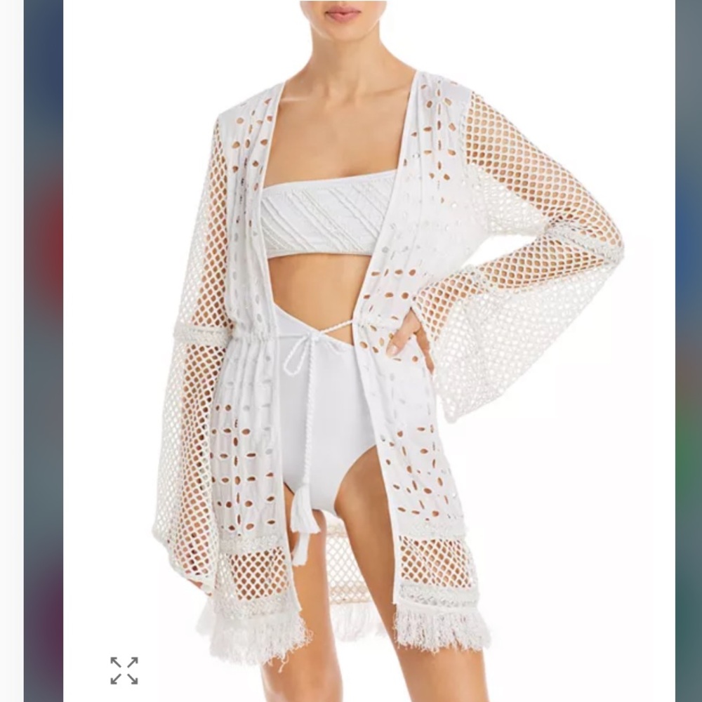 Exclusive 🤍🤍🤍 Ramy Brook White Crochet Bead Detail Cover-Up